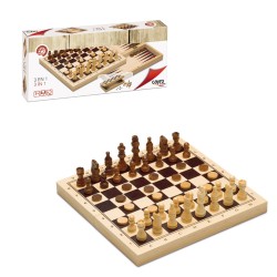 3 EN 1 AJEDREZ-DAMAS-BACKGAMMO