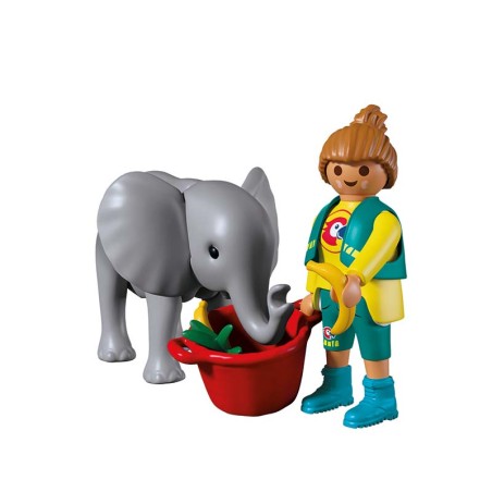 ZOO ELEFANTE BEBE Y CUIDADORA