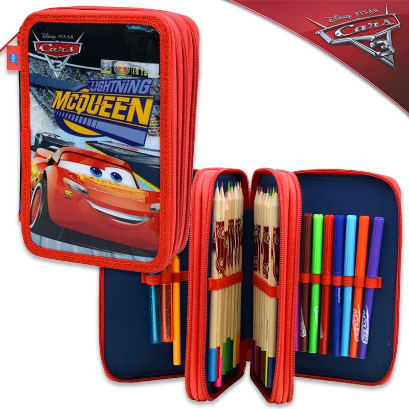 ESTUCHE 3 PISOS GLITTER CARS I