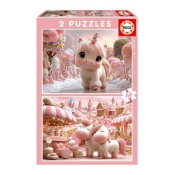 PUZZLE 2x48P DULCES UNICORNIOS