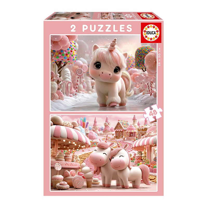 PUZZLE 2x48P DULCES UNICORNIOS