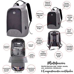 MOCHILA ANTIROBO ANTI-THEFT GR
