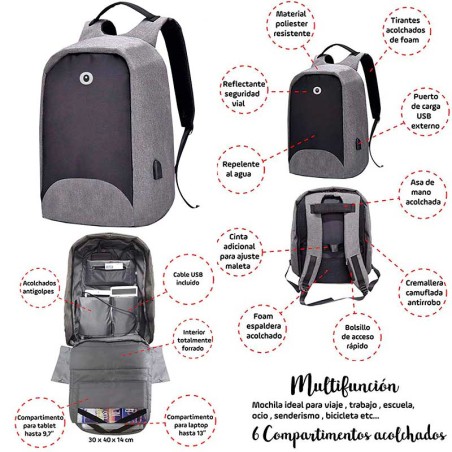 MOCHILA ANTIROBO ANTI-THEFT GR