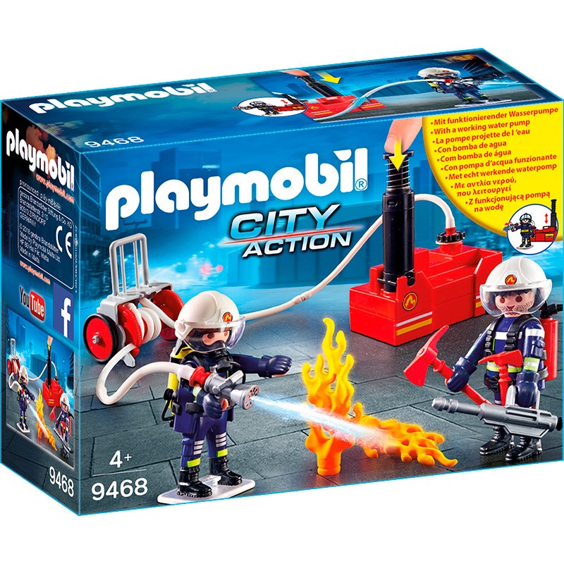 BOMBEROS CON BOMBA DE AGUA