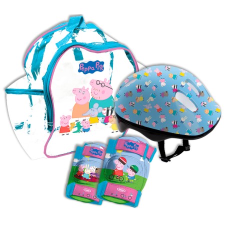 PEPPA PIG MOCHILA+CASCO+PROTEC