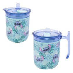 TAZA HARMONY DOBLE PARED CON TAPA 470 ML STITCH