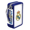 REAL MADRID PLUMIER 3 PISOS CON MATERIAL ESCOLAR