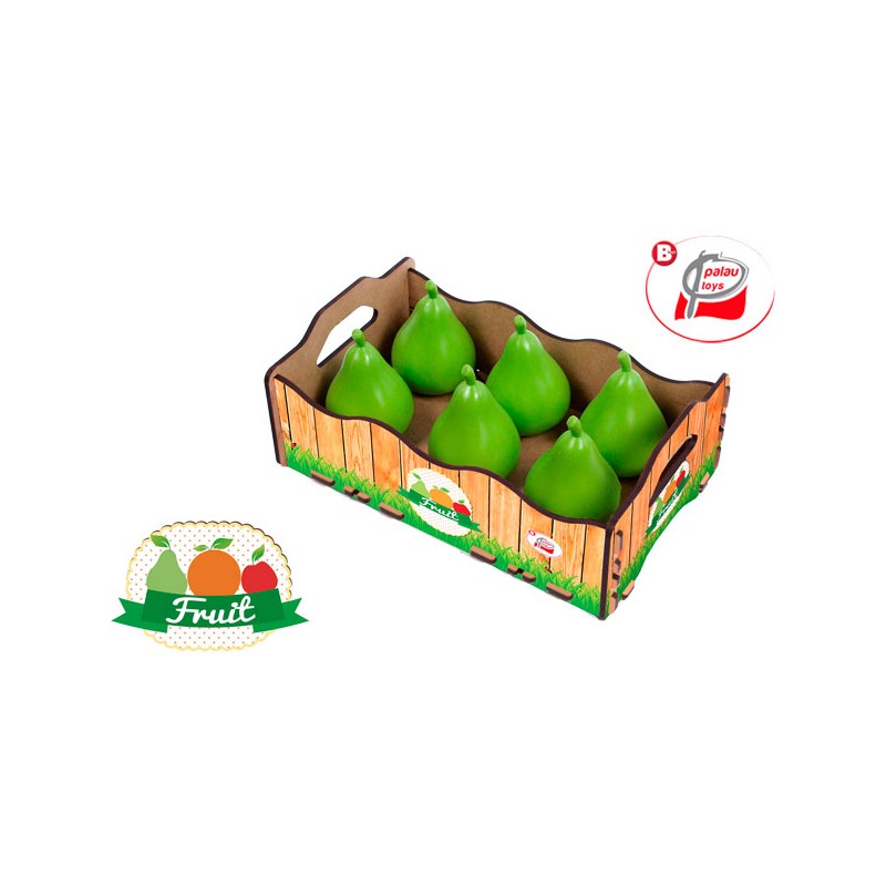 CAJA MADERA CON 6 PERAS 24,5 X 15,5 X 9 CM