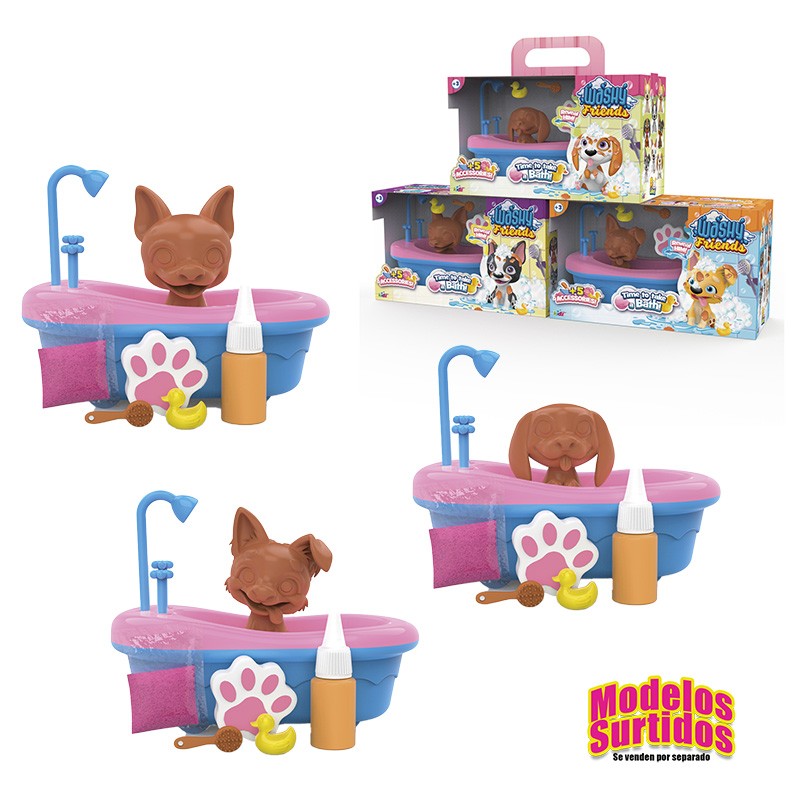 WASHY FRIENDS PERRITOS SET BAÑERA