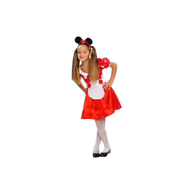 DISFRAZ INFANTIL RATONCITA MINNIE ROJO CON LUNARES BLANCOS (TALLA 7-9)