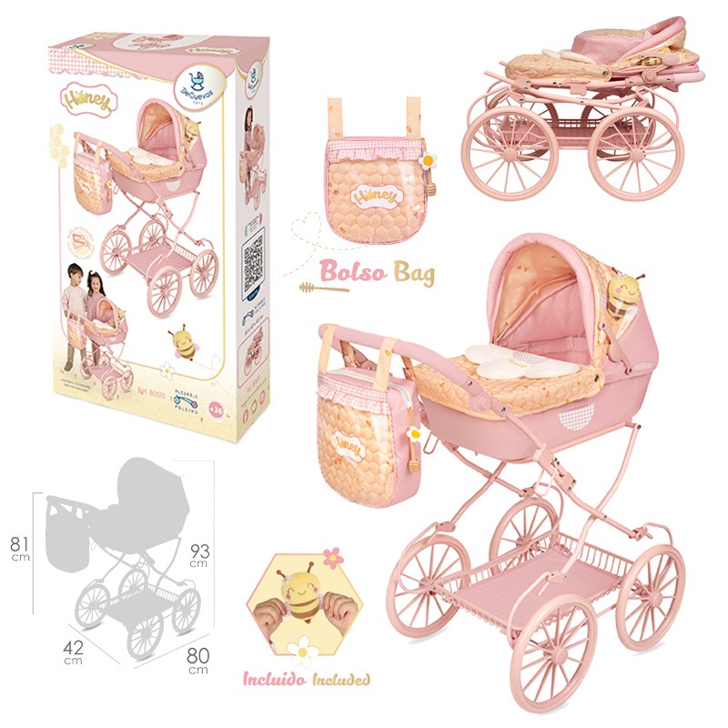 HONEY COCHE DE MUÑECA PLEGABLE 93x80x42