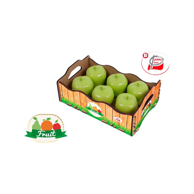CAJA MADERA CON 6 MANZANAS 24,5 X 15,5 X 9 CM