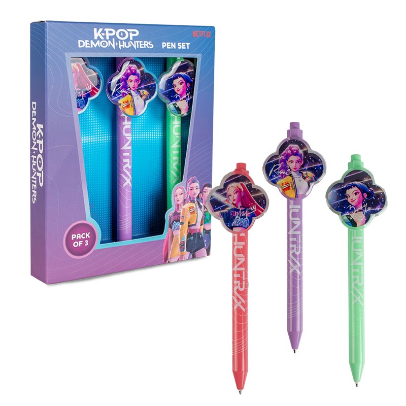 PACK 3 BOLIGRAFOS CON CLIP ACRILICO K-POP DEMON HUNTERS